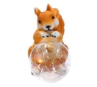 BCOATH Resin Squirrel Solar Light for Garden Decor Adorable Outdoor Sculpture Color Changing Led Solar Powered Yard Ornament
