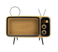 BCOATH Retro TV-shaped Cell Phone Storage Holder Practical Phone Bracket Coffee Plastic for 4.7 to 6.3 inch Mobile Phone Hands-free Viewing in Living Room