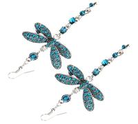 BCOATH Rhinestone Dragonfly Earrings for Women Dangle Drop Fashion Jewelry Blue Crystal Statement Earrings Suitable for Parties and Daily Wear