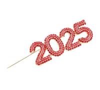 BCOATH Rhinestone Number Brooch Pin Red Alloy Shawl Brooches with New Year Theme Adds Glamour Decorative Unique Stylish Design Exclusive New Year Edition for Clothing