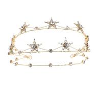 BCOATH Rhinestone Stars Wedding Crown Bridal Tiara Hair Accessory Gold Princess Headband for Bride Wedding Hair Decor