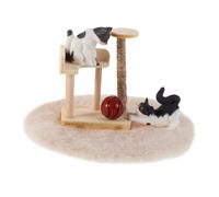 BCOATH Scale Miniature Dollhouse Cat Tree Tower Realistic Smooth Wooden Kitten Climbing Frame Playset for Pretend Play Creative Scene Photography Accessory