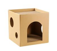 BCOATH Semi-closed Cat House Scratcher with Cardboard Pad Interactive Kitten Scratching Box for Indoor Cats for Exercise and Play