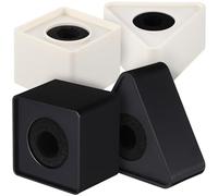 BCOATH Set of 4 White Mic Logo Flag Stations Including Triangular and Cube Shapes, Abs Material with Sponge Padding, Multi-functional Microphone Logo Stands for Professional Interviewing
