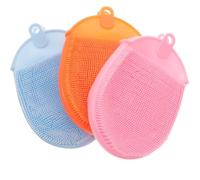 BCOATH Silicone Bathing Brushes Easy to Dry and for Teens and Babies 3pcs Shower Glove Back Scrubber Brush, Stress Relief Bathing Accessories Gentle Skin Cleaning Random Color