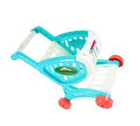 BCOATH Simulated Mini Shopping Cart for Blue Childrens Plaything with Smooth Edges Role Play Supermarket Trolley for Imaginative Storytelling and Walking Practice
