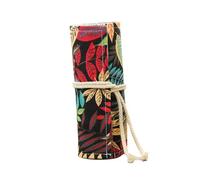 BCOATH Slots Pencil Roll up Case Ethnic Style Washable Pencil Wrap Organizer for Students Artists Portable Maple Leaf Design