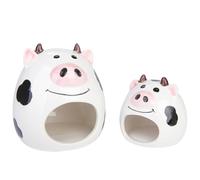 BCOATH Small Pet Ceramic Hamster Nest 2Pcs Cartoon Animal Shape Black and White Four Seasons Bed