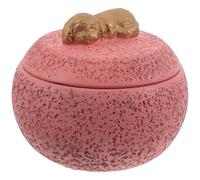 BCOATH Small Round Cement Pet Urn Pink Keepsake Box for Dog Cat Ashes Portable Memorial Container with Secure Lid for Animal Remains Remembrance