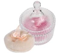 BCOATH Soft Precise Gentle Application Container with Handle Care with for and Makeup Powder Puff Plush Bow Shape Glass Suitable for Moms and Babies