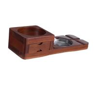 BCOATH Solid Wood Cigar Ashtray Set with Integrated Whiskey Glass Tray and Drawer Sturdy Cigar Stand for Home and Office Multifunctional Wooden and Ashtray Combo for Aficionados