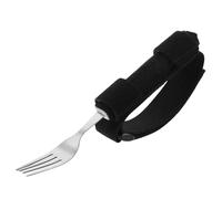 BCOATH Stainless Steel Elderly Eating Aid Adaptive Utensil Holder for Disabled Fork Spoon Holder Strap Rehabilitation Tableware