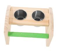 BCOATH Tabletop Wooden Parrot Perch Stand Feeder Bowl for Training Chewing and Resting Enrich Your Bird Environment Safe Materials