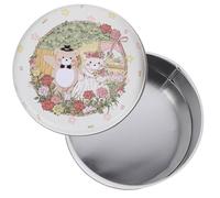 BCOATH Tinplate Packaging Box with Lid, Round Cookie and Candy Container for Festival Biscuits, Sweet Bear Printed Metal Storage Tin for Christmas Treats