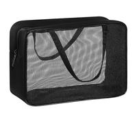 BCOATH Toiletry Bag Makeup and Skincare Organizer Black Mesh with Zipper Dual Handles for Easy Carry, Made of Sturdy Oxford Fabric and Mesh, Lightweight for Travel and Gym Visits