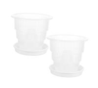 BCOATH Transparent Orchid Pot with Tray Clear Plastic Slotted Planters for Indoor Outdoor Use Breathable Nursery Flowerpots for Root Health and Easy Monitoring for Various Orchid Species