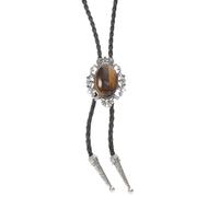 BCOATH Vintage Agate Bolo Tie for Men Women Handmade Crown Tiger Eye Pendant Neck Accessory Western Cowboy Style Neckwear for Parties Proms Daily Wear
