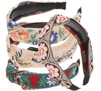 BCOATH Vintage Embroidery Headbands Wide Design for Women 4pcs and Lightweight Cloth Hair Bands with Retro Ethnic Style and Daily Hair Fixing for Holiday