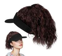 BCOATH Women’S Curly Ponytail Baseball Cap Wig with High Ponytail Extension, Deep Brown Synthetic Hairpiece for Daily Wear and Parties, Multifunctional Hat with Wig Cap