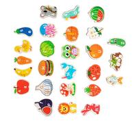 BCOATH Wooden Alphabet Puzzle Letter Matching Game with Animal Fruit Shapes Educational Preschool Learning for Fine Motor Skills Development and Interactive Family Play