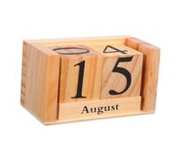 BCOATH Wooden Block Desk Calendar Solid Wood Perpetual Manual Combination Vintage Style Desktop Ornament for Office Living Decoration