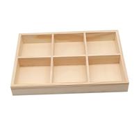 BCOATH Wooden Crayon Storage Box 6-compartment Wooden Crayon Holder Multi-slots for Desk Desktop Storage Tray Suitable for Children's Painting Supplies