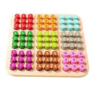 BCOATH Wooden Sudoku Game Portable Brain Training Puzzle for Adults Wood Material Logic Board for Arithmetic Learning and Hand-eye Coordination Development