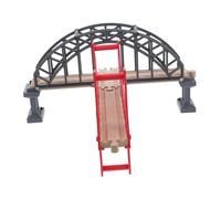 BCOATH Wooden Train Track Suspension Bridge Accessories for DIY Creative Play Includes Grey Cross Bridge with Pillars Compatible with Thomas Wooden Railway Enhances Imagination and Family