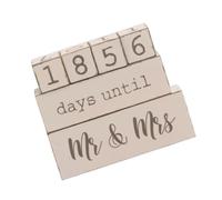 BCOATH Wooden Wedding Countdown Calendar Blocks 6 Pieces with Building Block Design, Vintage Desk Decoration and Bedroom, Helps Learn Numbers and Counting