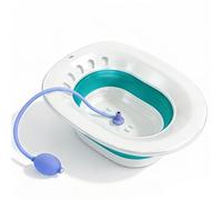 BCOAY Sitz Bath for Toilet Seat with Hand Massage Flusher - Foldable Sitz Bath for Hemorrhoids and Postpartum Care, Designed for Perineum Soaking, Hemorrhoid, and Inflammation Treatment