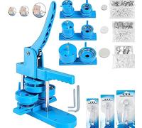 bcomedrag With 58+32+25mm Button Badge Maker, DIY Button Making Machine, With 300 pcs Button Parts, Circle Cutter & Screw Wrench, DIY Round Pin Maker Kit, For Custom Pin Badges,Blue