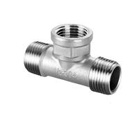 BCOMFY 1PC DN6/DN8/DN15/DN25 Male+male+Female Threaded 3 Way Tee T Pipe Fitting 1/4" 1/2" 3/4" 1" 1-1/4" BSP Threaded 304 Stainless Steel(Male Female thread-01,1/2")