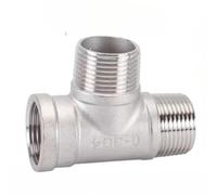 BCOMFY 1PC Male+Male+Female Threaded 3 Way Tee T Pipe Fitting 1/4" 3/8" 1/2" 3/4" 1" 1-1/4" 1-1/2" 2" BSP Threaded SS304 Stainless Steel(1-1/2")