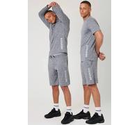 BCouture Men's Gym Shorts, Quarter-Zip Top & T-Shirt Set in Grey | Size: 2XL BCouture Grey 2XL