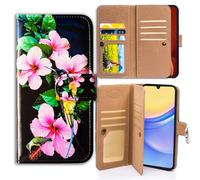Bcov Case For Galaxy A17 5G,Hummingbirds Pink Flowers Multifunction Leather Phone Case Wallet Flip Cover with Multi Card Slots Pocket Wrist Strap for Samsung Galaxy A17 5G