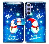 Bcov Case For Galaxy A55 5G,Christmas Snowman Hope Leather Flip Phone Case Wallet Cover with Card Slot Holder Kickstand for Samsung Galaxy A55 5G