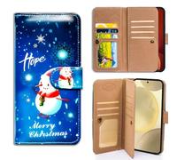 Bcov Case For Galaxy A57 5G,Christmas Snowman Hope Multifunction Leather Phone Case Wallet Flip Cover with Multi Card Slots Pocket Wrist Strap for Samsung Galaxy A57 5G