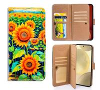Bcov Case For Galaxy A57 5G,Sunflower Fields Multifunction Leather Phone Case Wallet Flip Cover with Multi Card Slots Pocket Wrist Strap for Samsung Galaxy A57 5G