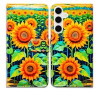 Bcov Case For Galaxy S25 FE,Sunflower Fields Leather Flip Phone Case Wallet Cover with Card Slot Holder Kickstand For Samsung Galaxy S25 FE