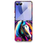 Bcov Case For Galaxy Z Flip 7,Floral White Horse Mandala Anti-Scratch Solid Hard case Protective Shookproof Phone Cover for Samsung Galaxy Z Flip 7 Flip7