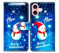 Bcov Case For iPhone 17,Christmas Snowman Hope Leather Flip Phone Case Wallet Cover with Card Slot Holder Kickstand For iPhone 17