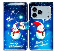 Bcov Case For iPhone 17 Pro Max,Christmas Snowman Hope Leather Flip Phone Case Wallet Cover with Card Slot Holder Kickstand For iPhone 17 Pro Max