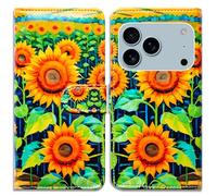 Bcov Case For iPhone 17 Pro Max,Sunflower Fields Leather Flip Phone Case Wallet Cover with Card Slot Holder Kickstand For iPhone 17 Pro Max