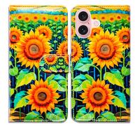 Bcov Case For iPhone 17,Sunflower Fields Leather Flip Phone Case Wallet Cover with Card Slot Holder Kickstand For iPhone 17