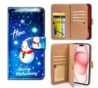 Bcov Case For iPhone Air,Christmas Snowman Hope Multifunction Leather Phone Case Wallet Flip Cover with Multi Card Slots Pocket Wrist Strap for iPhone Air