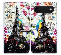 Bcov Case For iPhone Air,Paris Eiffel Tower Postcard Bird Leather Flip Phone Case Wallet Cover with Card Slot Holder Kickstand Case For iPhone Air 2025
