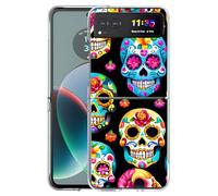 Bcov Case For Motorola Razr 40,Sugar Skulls Flowers Anti-Scratch Solid Hard case Protective Shookproof Phone Cover for Motorola Razr 40