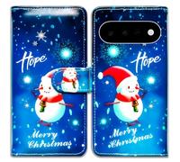 Bcov Case For Pixel 11/Pixel 11 Pro,Christmas Snowman Hope Leather Flip Phone Case Wallet Cover with Card Slot Holder Kickstand For Google Pixel 11 Pro/Pixel 11
