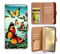 Bcov Case For Pixel 11/Pixel 11 Pro,Orange Gold Butterflies Multifunction Leather Phone Case Wallet Flip Cover with Multi Card Slots Pocket Wrist Strap for Google Pixel 11 Pro/Pixel 11