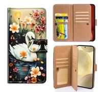 Bcov Case For Pixel 11/Pixel 11 Pro,White Swan In Water Flowers Multifunction Leather Phone Case Wallet Flip Cover with Multi Card Slots Pocket Wrist Strap for Google Pixel 11 Pro/Pixel 11